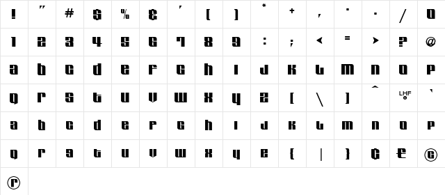LHF Sugargirl Regular  glyph index