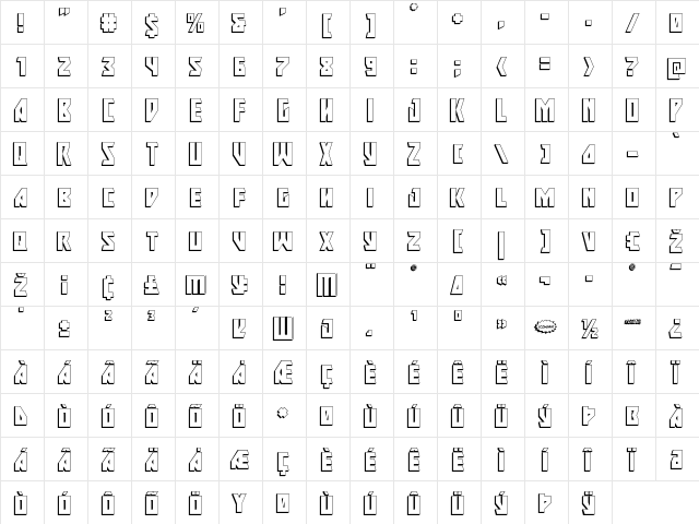 Major Force 3D Regular  glyph index