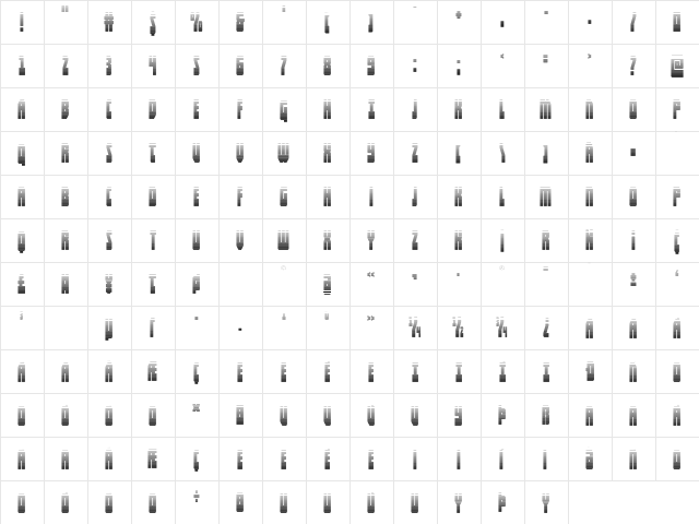 Elastic Lad Gradient Regular  glyph index
