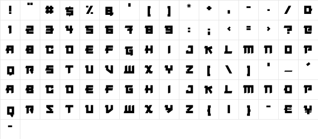 Japanese Robot Regular  glyph index