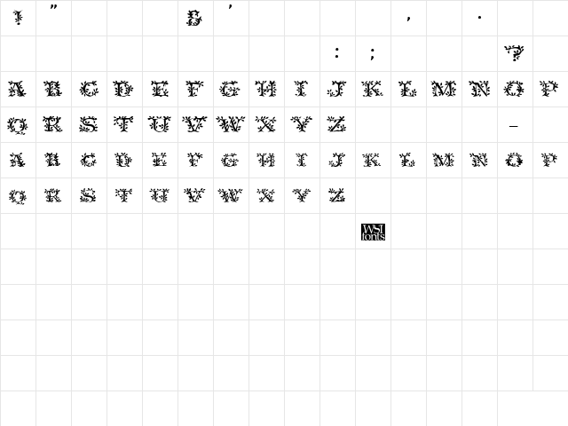 IvyDisplayCaps Regular  glyph index