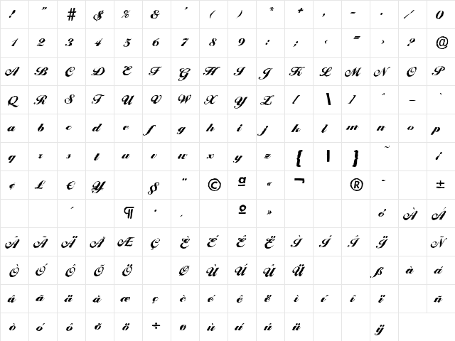 BallantinesAntique-Black Regular  glyph index