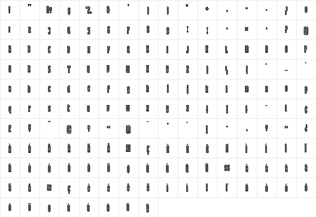 Lusta EightySerif  glyph index
