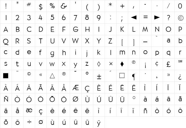 CgBernhardt Medium  glyph index
