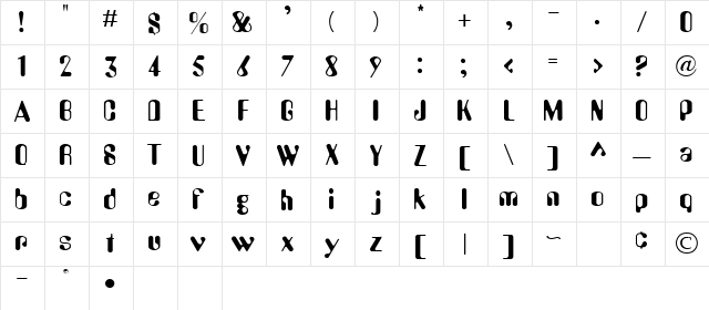 Space Regular  glyph index