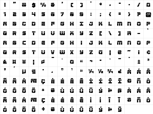 Super Submarine Laser Regular  glyph index