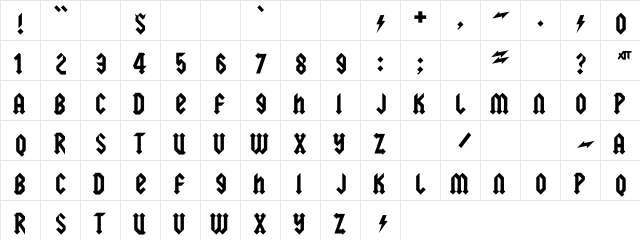 Squealer Heavy  glyph index
