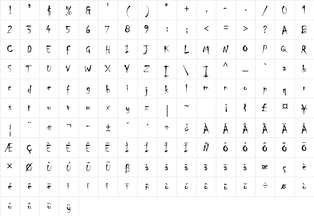 Chiller Std Regular  glyph index