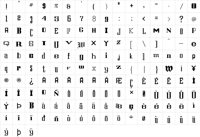 FZ UNIQUE 24 Normal  glyph index