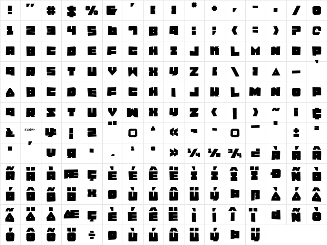 Lobo Tommy Rough Regular  glyph index
