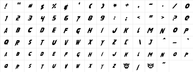Laser Rod Normal  glyph index