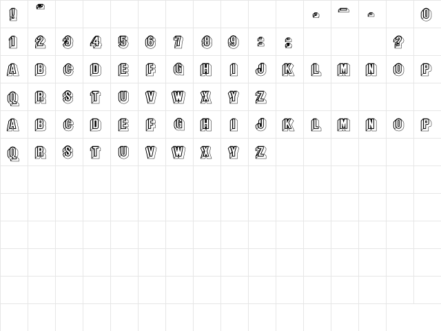 Savannah Fat Hollow Regular  glyph index