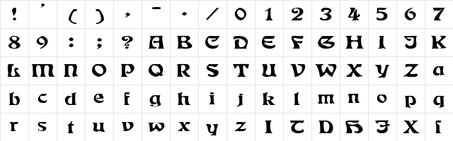 Cursed 3 Regular  glyph index