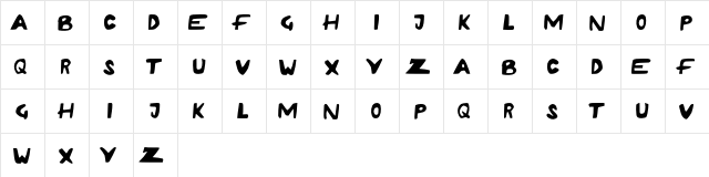 RUSHDA Funky  glyph index