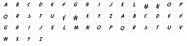 Highlander Regular  glyph index