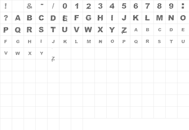Cobra Regular  glyph index