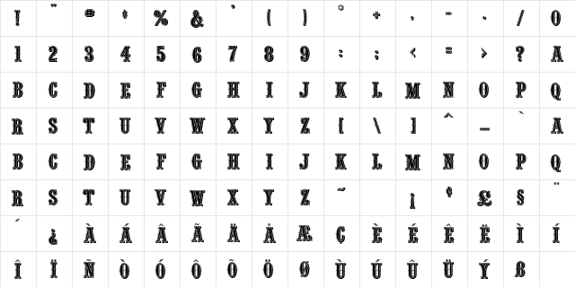 SilverDollar Regular  glyph index