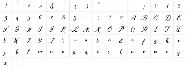 Wine Date Regular  glyph index