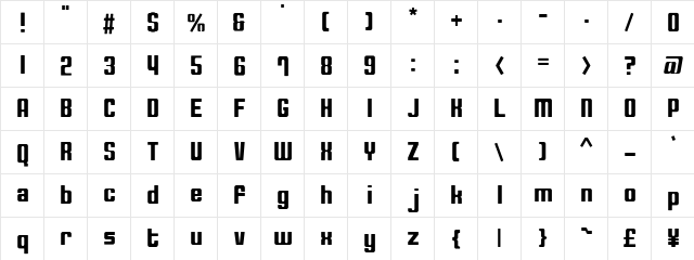 Compact20 Regular  glyph index