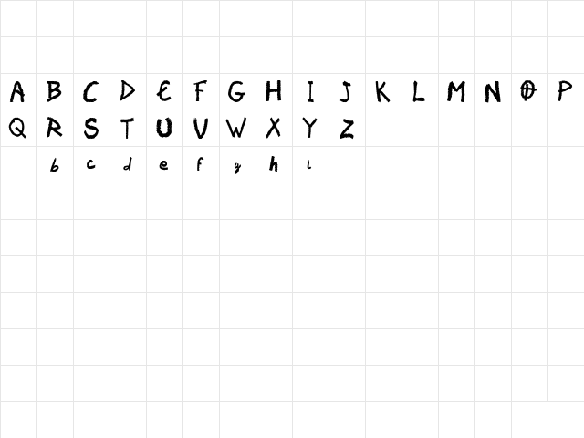 Vaudoo RF Regular  glyph index