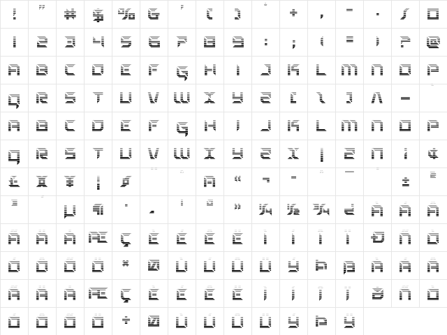 Zero Prime Gradient Regular  glyph index