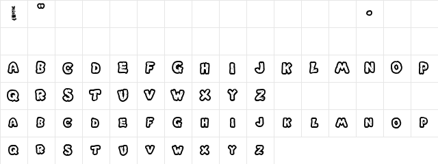 Potaisinho Regular  glyph index