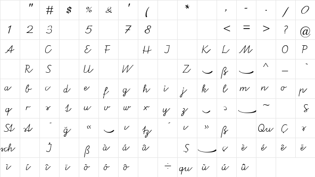 Veraus Regular  glyph index