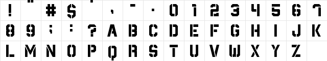 Destructive Regular  glyph index
