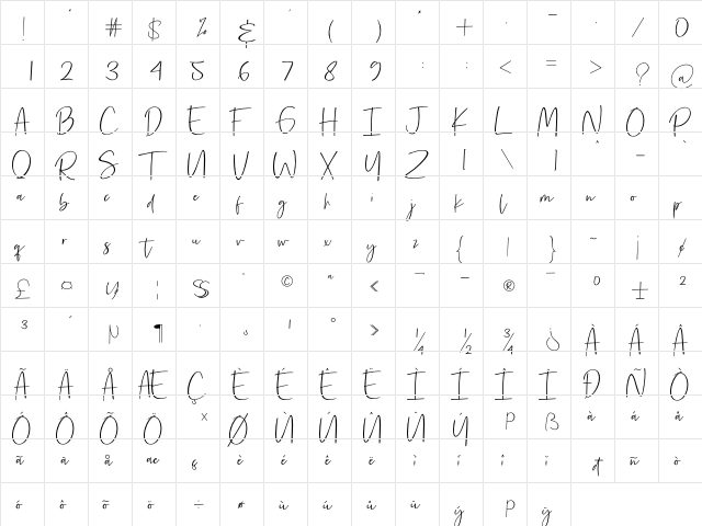 Precious Soul Regular  glyph index