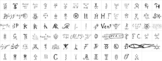 PotterStamps Regular  glyph index