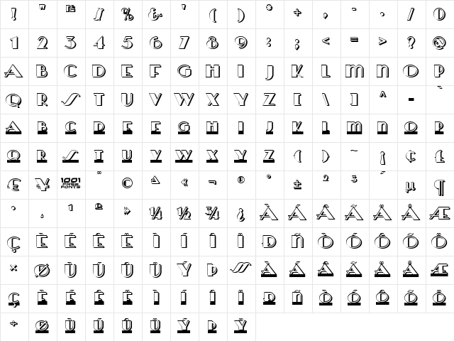 Herald Square Two NF Regular  glyph index