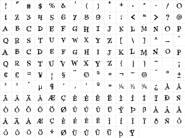 CCWiccanSerifInt Regular  glyph index