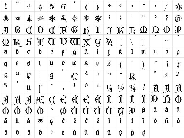 Santa Claus PERSONAL USE ONLY Regular  glyph index