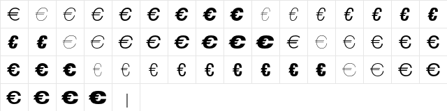 EuroSansEF One  glyph index