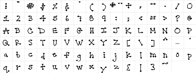 LD Amore Regular  glyph index