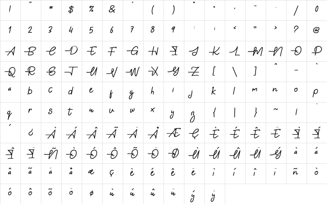 Gabuek Script Gabuek Script  glyph index