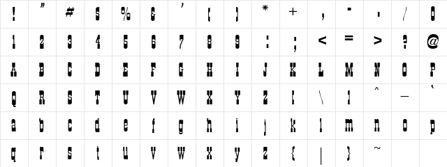 BlackJackSSK Bold  glyph index