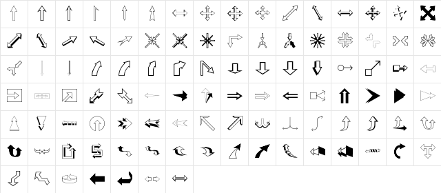 Arrows2 Regular  glyph index