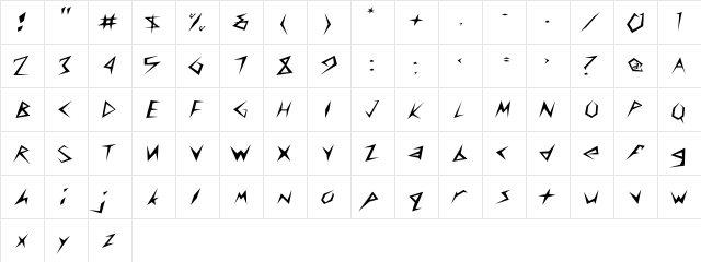 CuneiFont-Light Wd Regular  glyph index