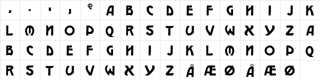 W.J. Pearce 213 Regular  glyph index