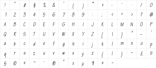 EskizTwoCondC Italic  glyph index