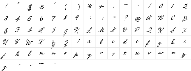 Dead Man's Hand WF Regular  glyph index