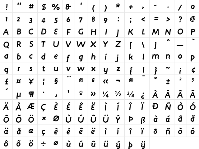 Engine BoldItalic  glyph index