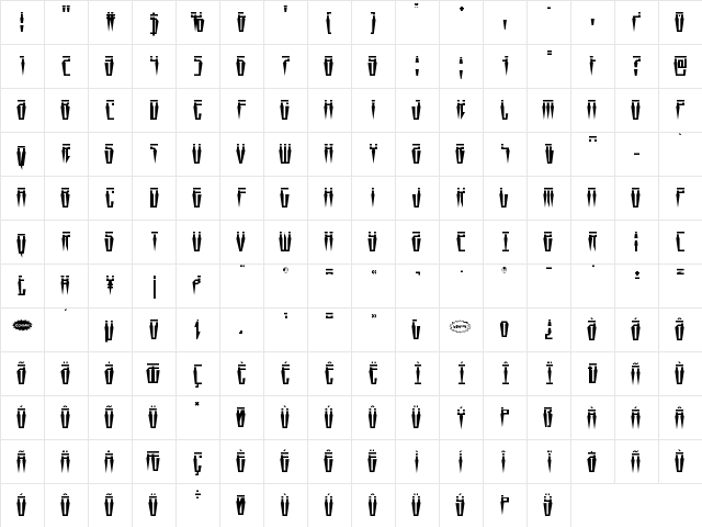 Swordtooth Laser Regular  glyph index