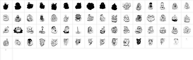 MaskenballOne Regular  glyph index