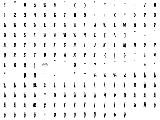 Wolf Brothers Leaning Regular  glyph index
