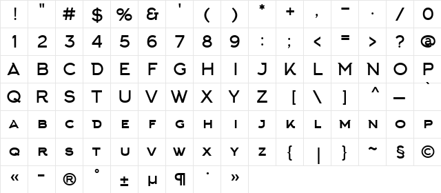 Arkhip Regular  glyph index