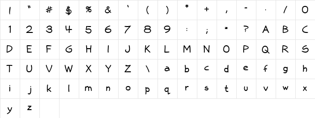 Loose Cruse Regular  glyph index