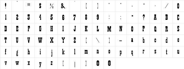 RSPlaybill Regular  glyph index
