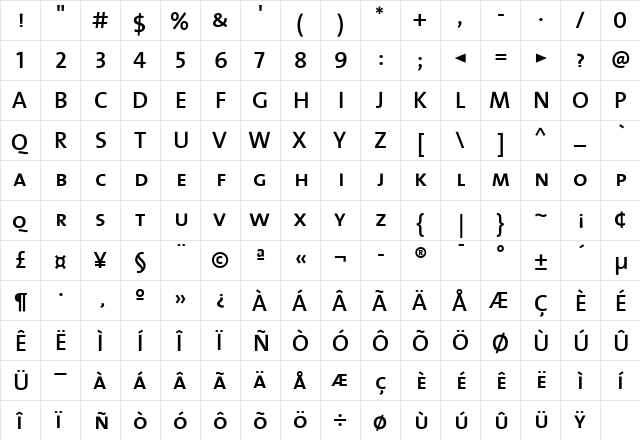 The Sans Semi Bold- SemiBold  glyph index